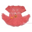 Halloween Coral Tangerine Baby Bodysuit Pettiskirt & Sparkle Rhinestone My 1st Halloween Pumpkin Print JS4661